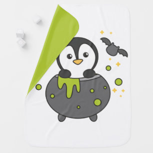 Penguin Happy Halloween Cauldron Bat Baby Blanket