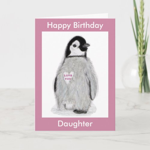 Penguin Heart birthday card daughter mum etc