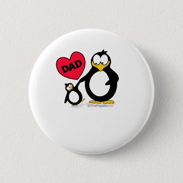Penguin Heart Dad Pinback Button (Front)