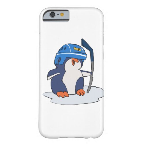 Penguin hockey player  choose background color barely there iPhone 6 case