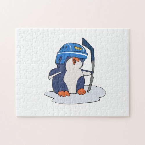 Penguin hockey player  choose background color jigsaw puzzle