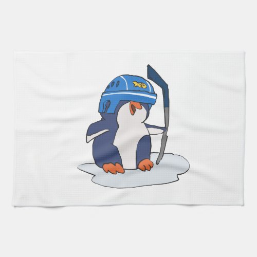 Penguin hockey player  choose background color kitchen towel