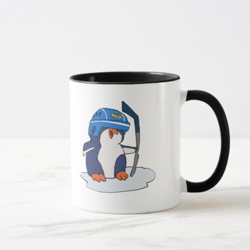 Penguin hockey player  choose background color mug