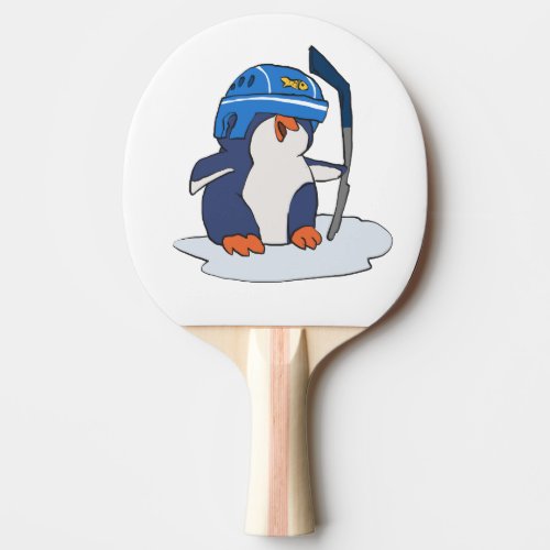 Penguin hockey player  choose background color ping pong paddle