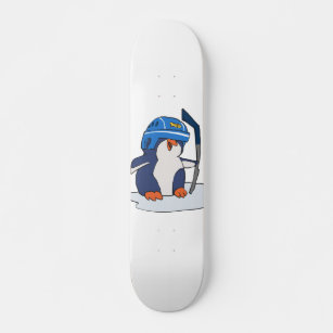 Penguin hockey player   choose background color skateboard