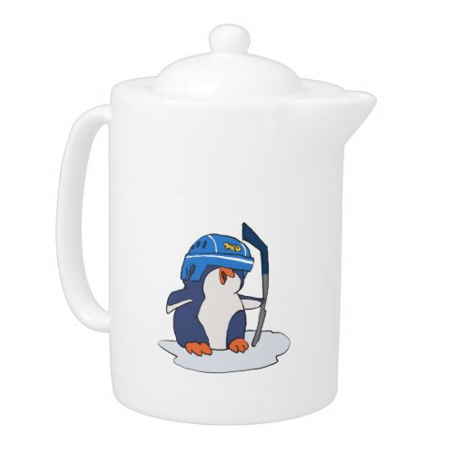Penguin hockey player  choose background color teapot
