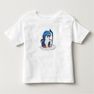Penguin hockey player choose background color toddler t-shirt