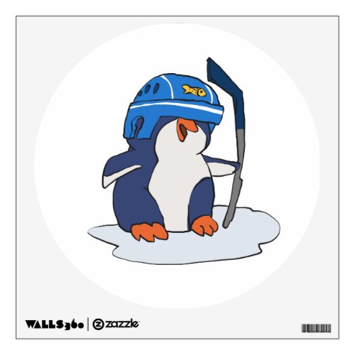 Penguin hockey player  choose background color wall decal