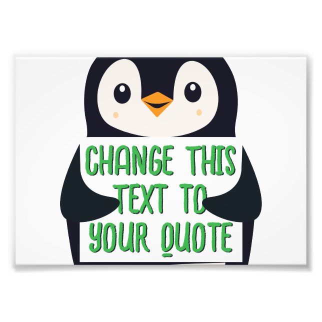 Penguin holding a sign with custom message (Front)