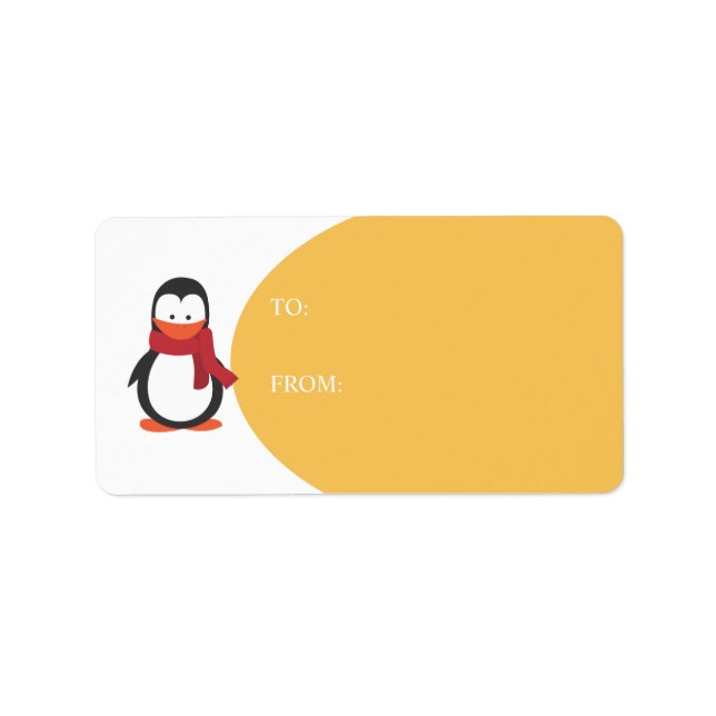 Penguin Holiday Gift Tag-marigold Label (Front)