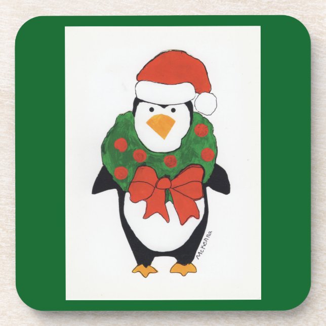 Penguin Holiday - Kids Art for CHOC Beverage Coaster (Front)