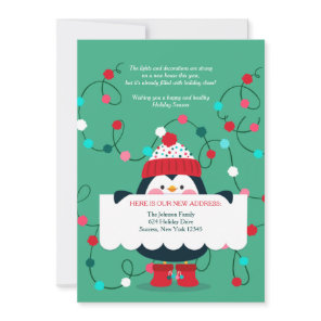 Penguin Holiday Moved Greeting Card