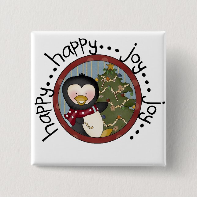 Penguin Holiday T-shirts and Gifts Button (Front)