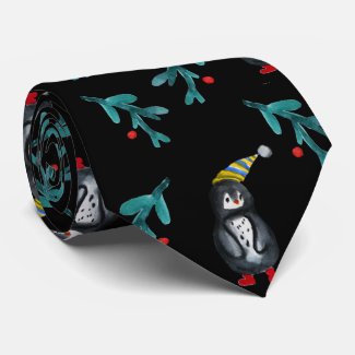 Penguin Holidays Mood  Neck Tie