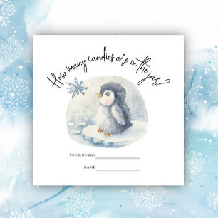 Penguin - How many candies baby shower game Enclosure Card