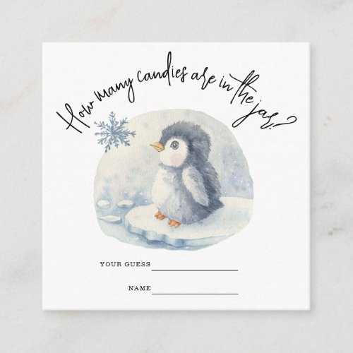 Penguin _ How many candies baby shower game Enclosure Card