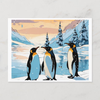 Penguin Huddle: Together in the Snow Invitation Postcard