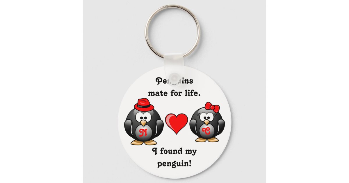 Penguin Love Keyring Silver Key Chain for Girlfriend Boyfriend
