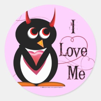 Penguin I Love Me Stickers by audrart at Zazzle