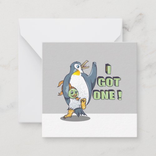 Penguin Ice Fishing Note Card
