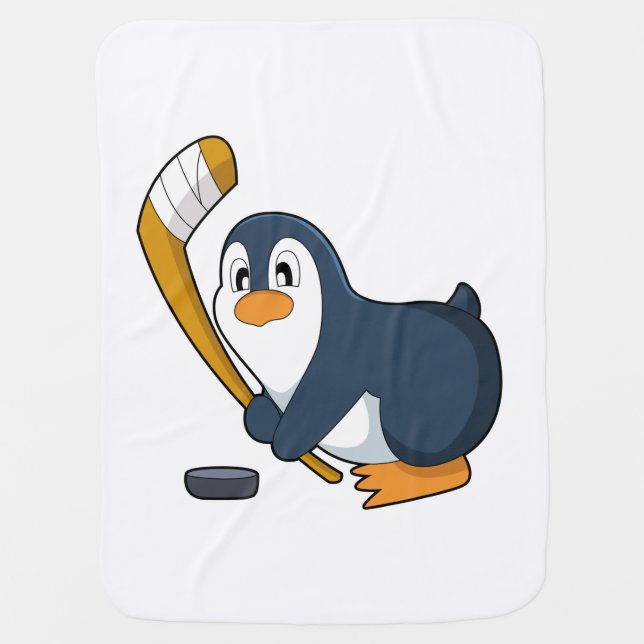 Penguin Ice hockey Ice hockey stick Baby Blanket (Front)