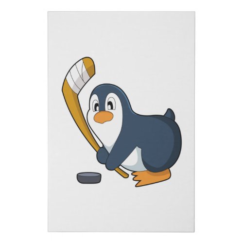 Penguin Ice hockey Ice hockey stick Faux Canvas Print