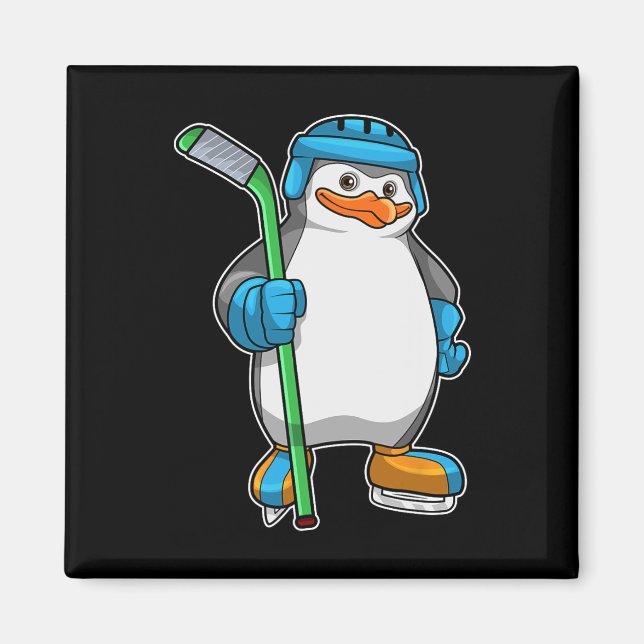 Penguin Ice Hockey Ice Hockey Stick Sports  Magnet (Front)