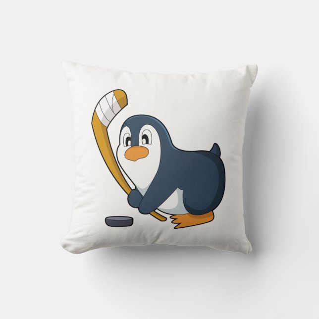 Penguin Ice hockey Ice hockey stick Throw Pillow (Front)