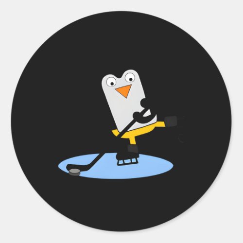 Penguin Ice Hockey Player Classic Round Sticker
