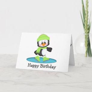 Penguin Ice Skating Card
