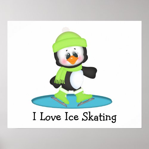 Penguin Ice Skating Poster