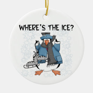 Penguin Ice Skating Tshirts and Gifts Ceramic Ornament