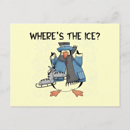Penguin Ice Skating Tshirts and Gifts Postcard