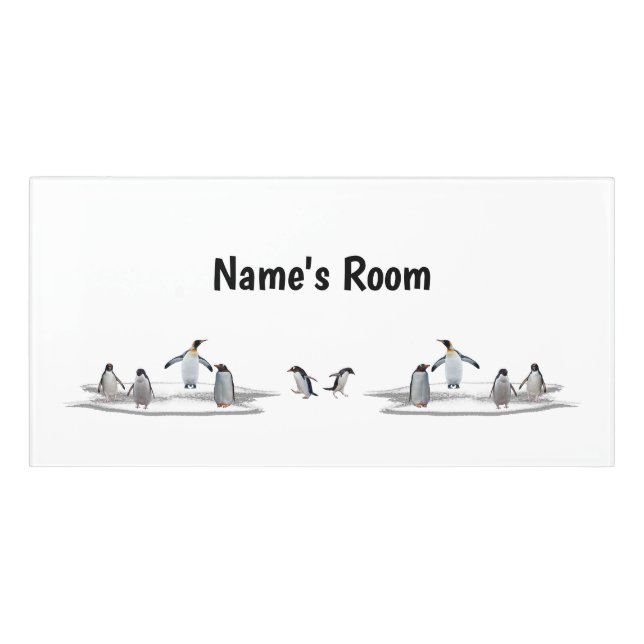 Penguin Iceberg Party Door Name Plate Door Sign (Classic Front)