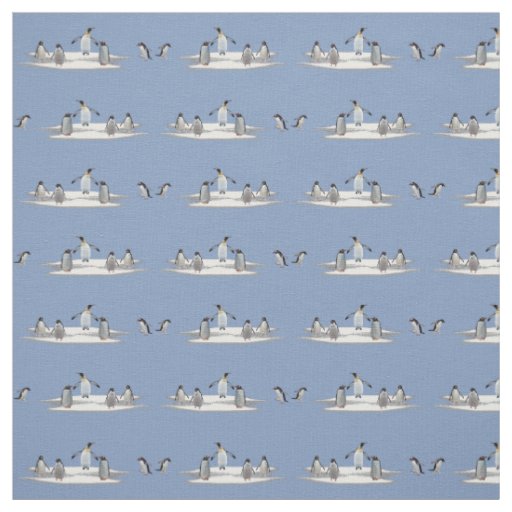 Penguin Iceberg Party Fabric (Light Blue)