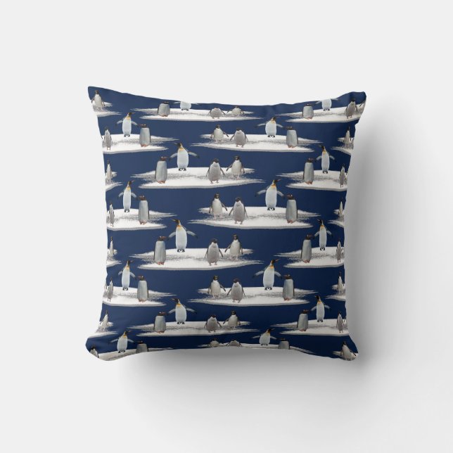 Penguin Iceberg Party Pillow (Navy) (Front)