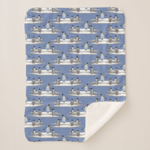 Penguin Iceberg Party Sherpa Blanket (Blue)