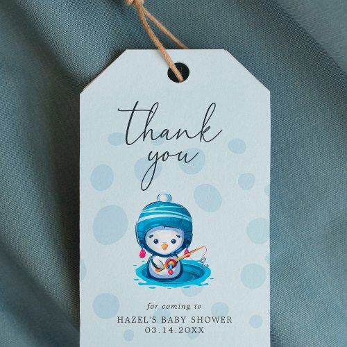 Penguin Icy Blue Baby Shower Thank You Favor Tag
