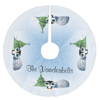 Penguin Igloo Christmas Tree Skirt