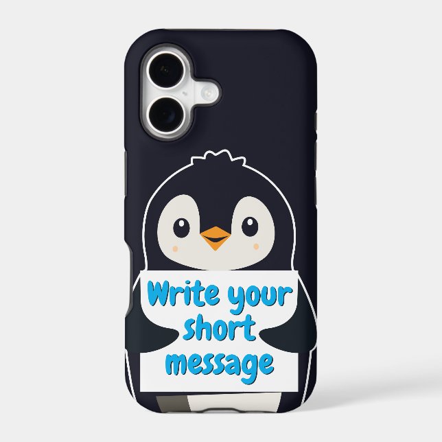 Penguin illustration holding customizable sign Case-Mate iPhone case (Back)