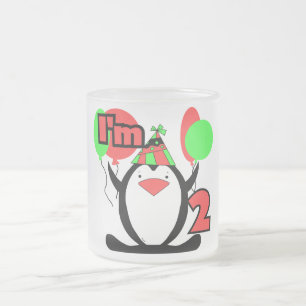 Penguin I'm Two Tshirts and Gifts Frosted Glass Coffee Mug