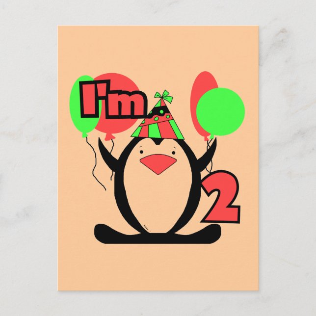 Penguin I'm Two Tshirts and Gifts Postcard (Front)