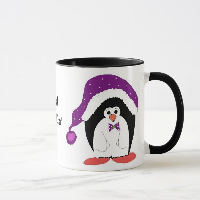 Penguin in a Purple Hat Mug (Right)