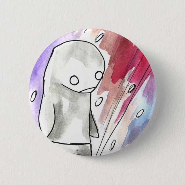 penguin in a snow storm pinback button (Front)