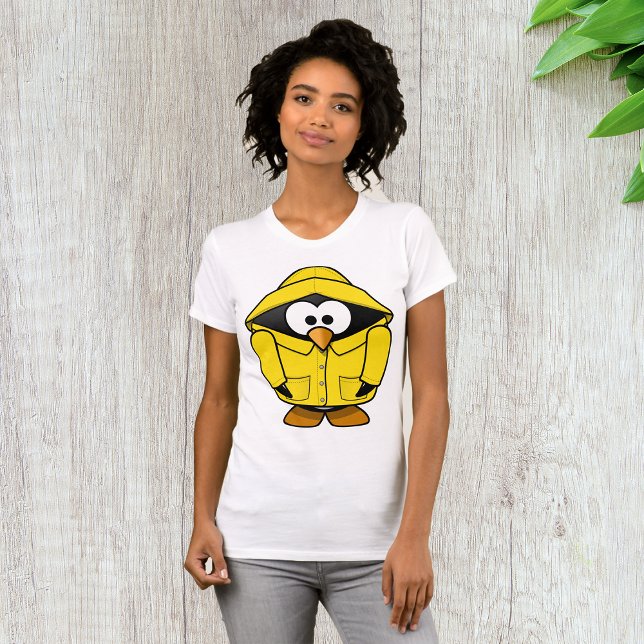 Penguin In A Yellow Raincoat Womens T-Shirt (Creator Uploaded)