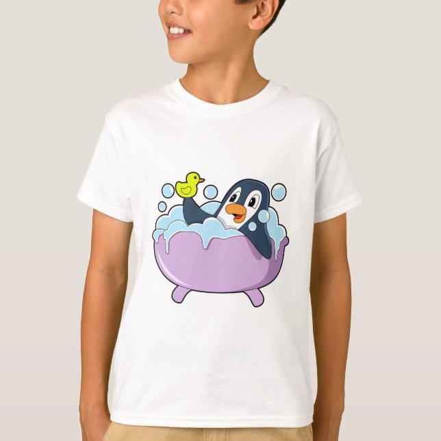 Penguin in Bathtub with Duck T-Shirt (Front)
