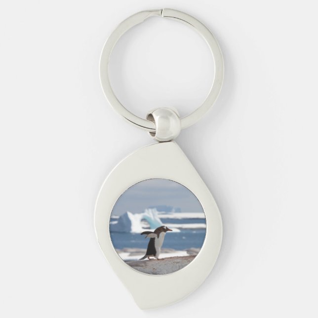 Penguin in front of an ice arch keychain (Front)