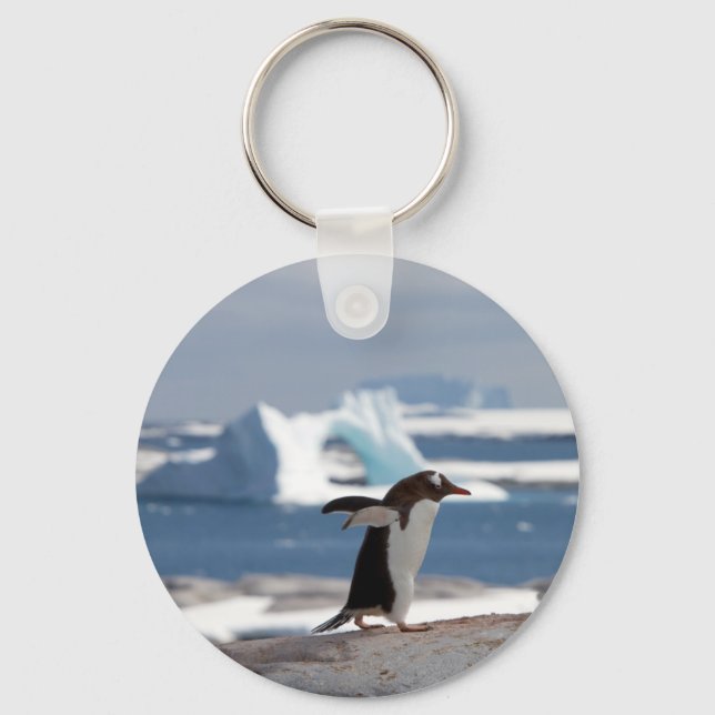 Penguin in front of an ice arch keychain (Front)