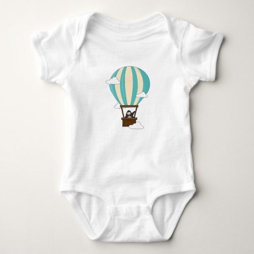 Penguin in Hot air balloon  Clouds Baby Bodysuit