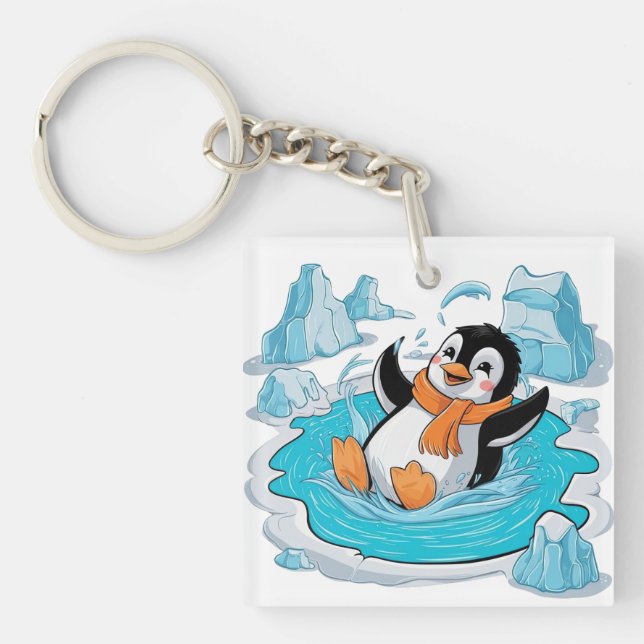 Penguin in Ice Keychain (Front)